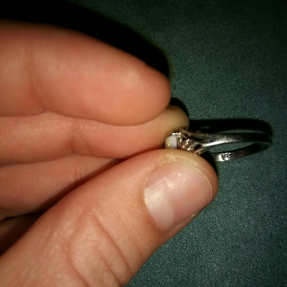 Oval Opal Ring Sterling Silver Setting - image 4